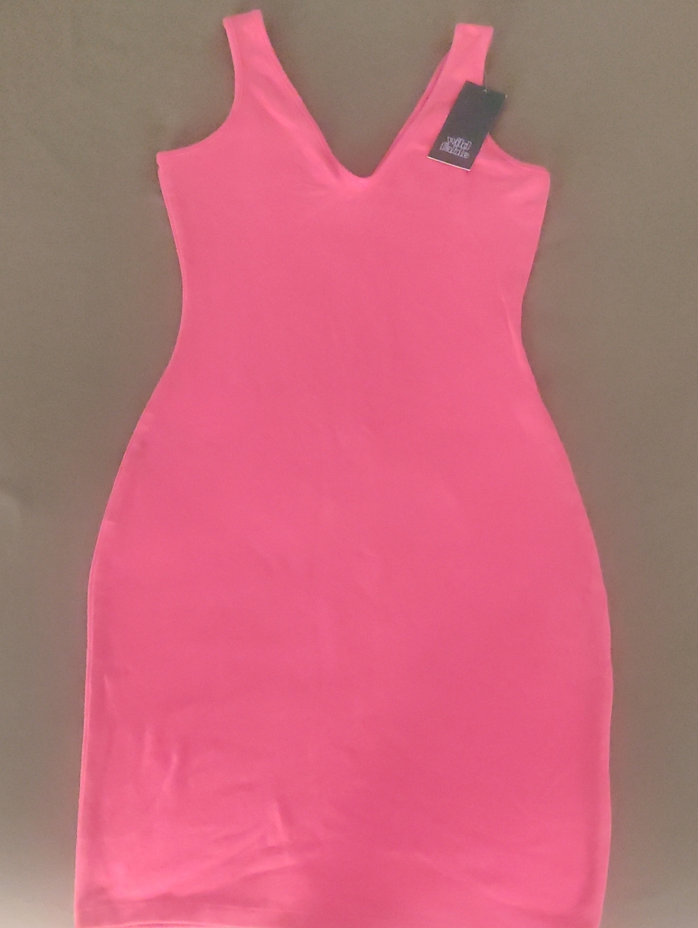 NEW Wild Fable Coral Pink V-Neck Midi Bodycon Dress